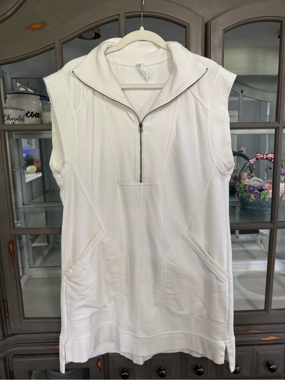 Anthropologie Sleeveless White Mini Dress with Zip Collar